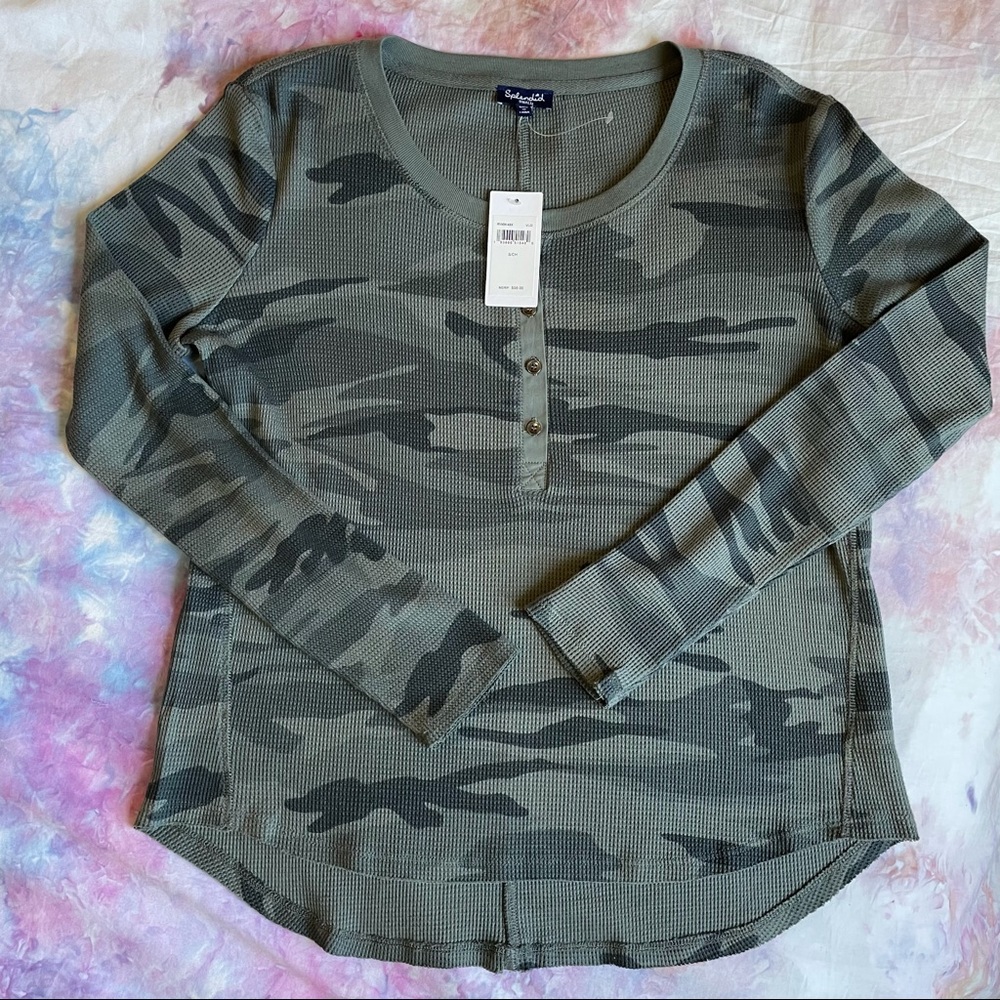 Splendid Camo Long Sleeve Thermal Shirt